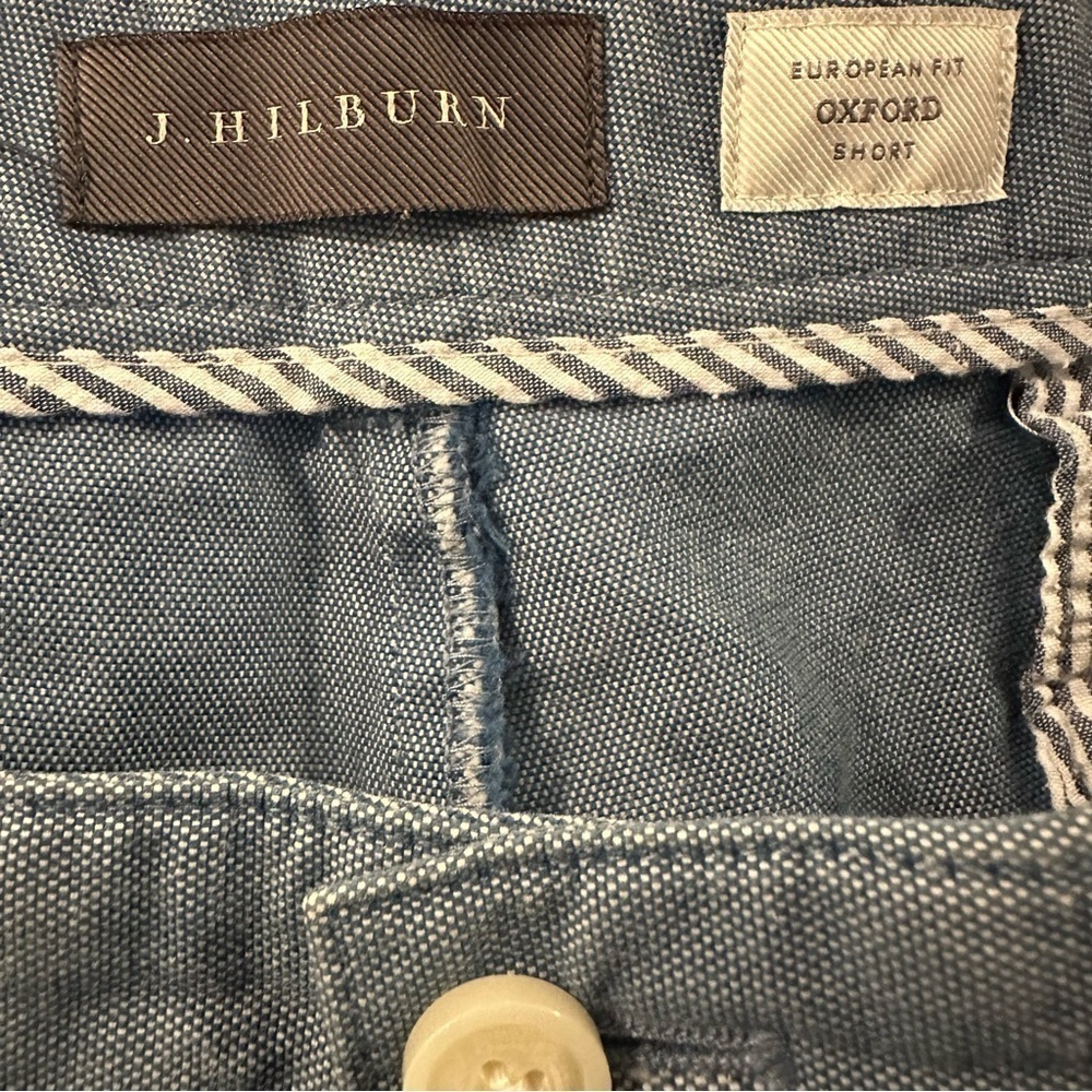 J Hilburn Oxford Shorts European Fit Men’s Sz 34 Chambray Blue 7.5” inseam - Picture 8 of 9